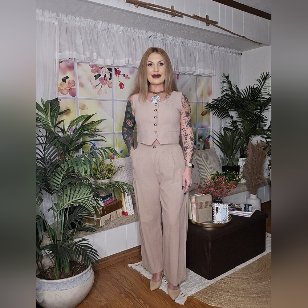 Beige Vest & Pants Set